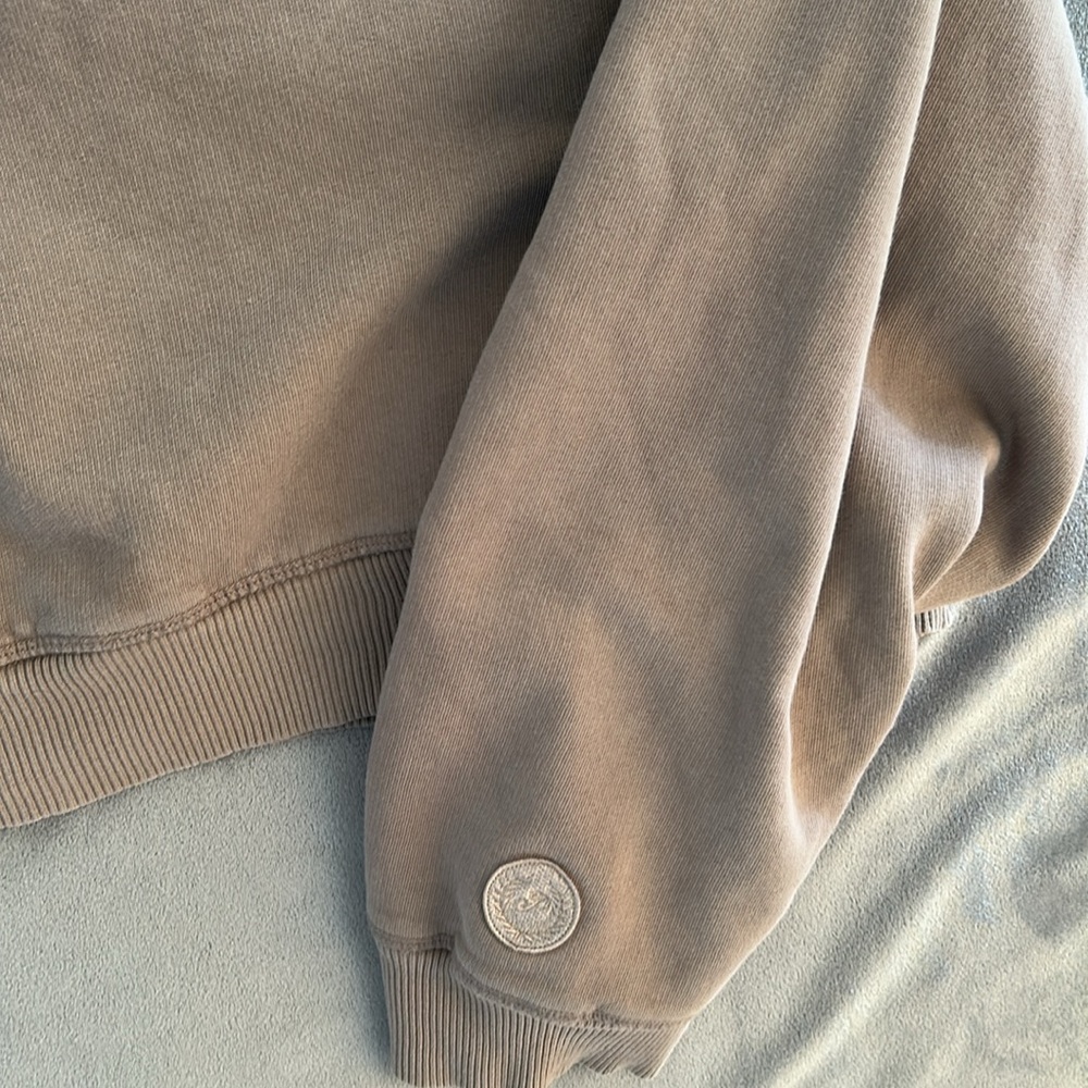 Pink v neckline cropped sweatshirt in mauve brown fleece long sleeves Sz xxl - Picture 4 of 8